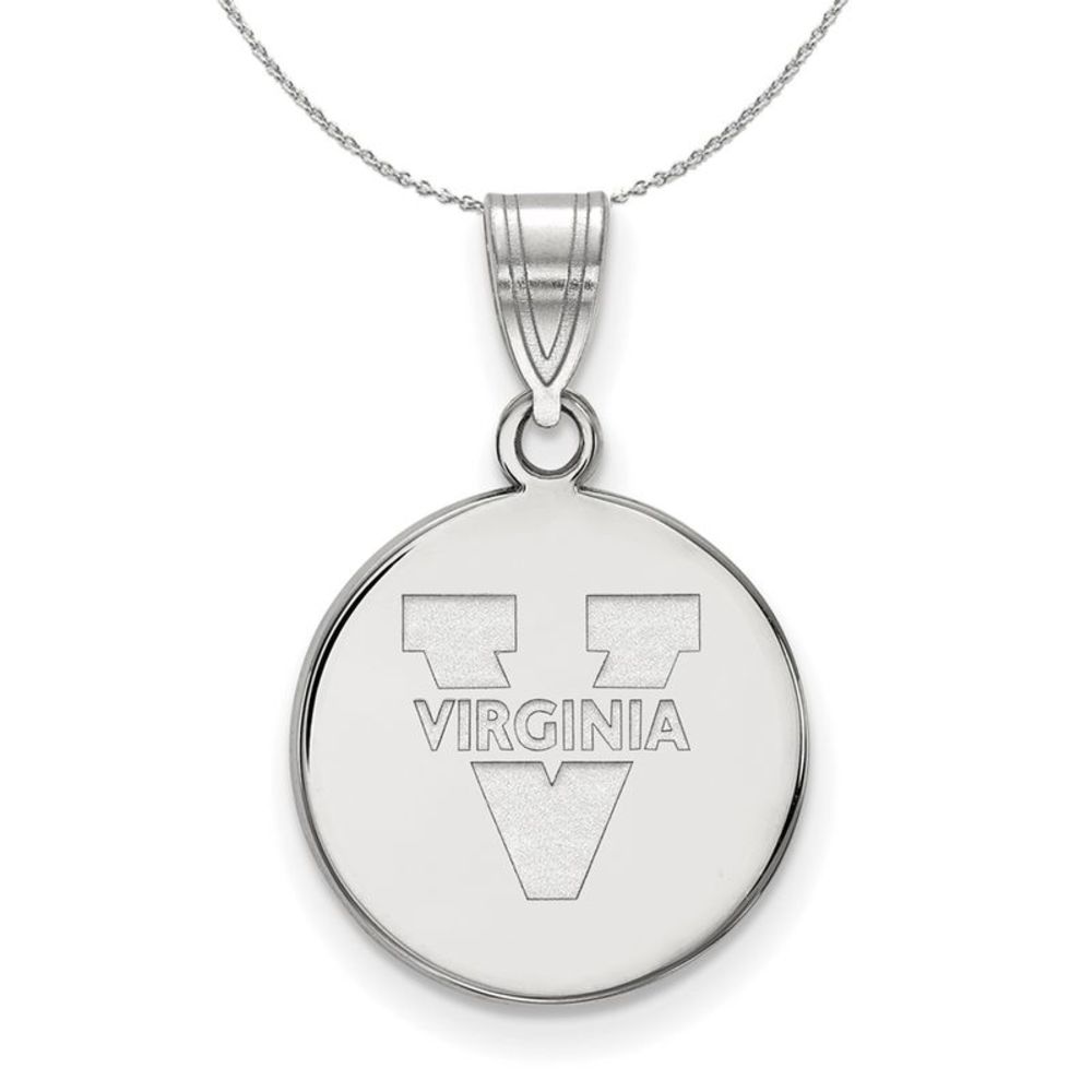 Sterling Silver U of Virginia Medium Disc Necklace - 18 Inch